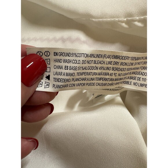 Forever 21 Dress Women Embroidered Zigzag Sundress Linen Blend Size 3X Rainbow - Picture 9 of 11